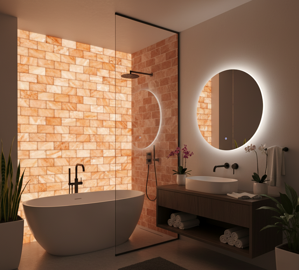 Modern bathroom with Himalayan salt tiles