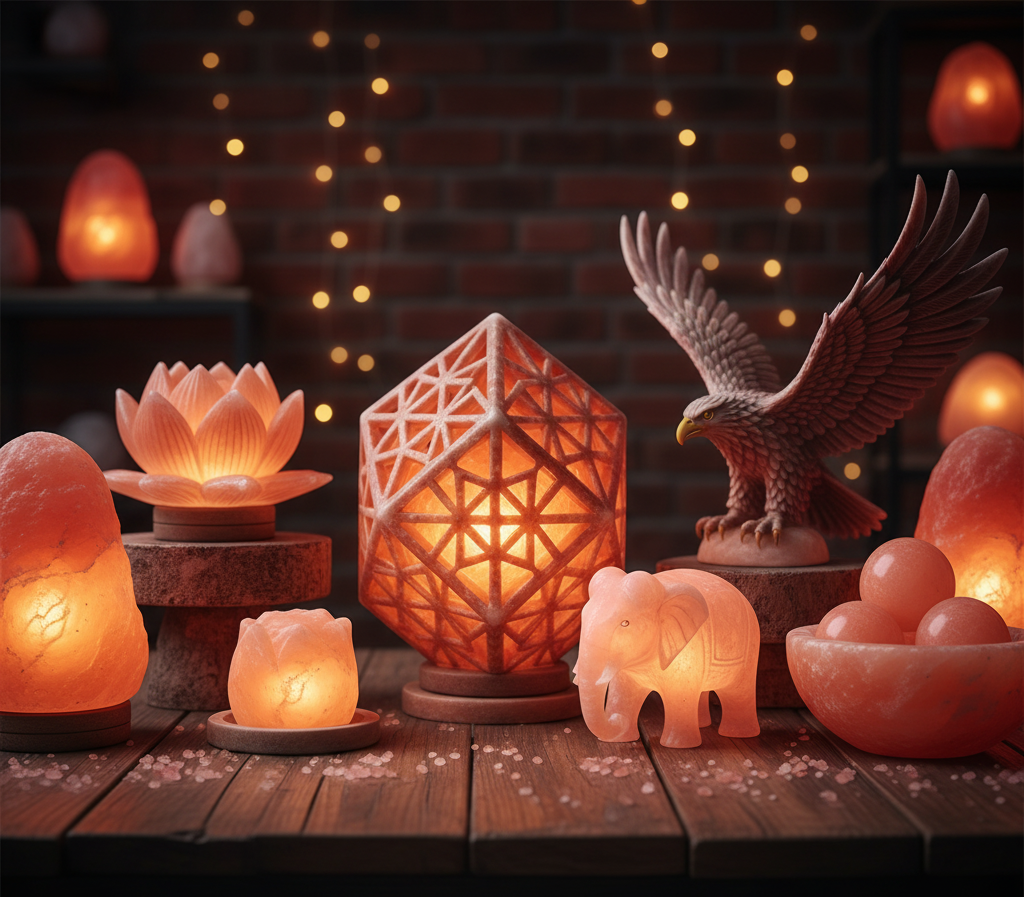 Selection of hand‑carved Himalayan salt lamps
